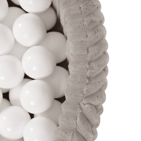 PLUSH NEST Dry pool, round, 90x30 cm, beige, Puffy Lamell (+200 pearl balls, transparent, gold)