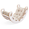 PLUSH NEST Small Rocker 4-in-1 Wippe + Kletterwand/Rutsche + Kissen (beige/gold Velvet), weiß Wooden Play