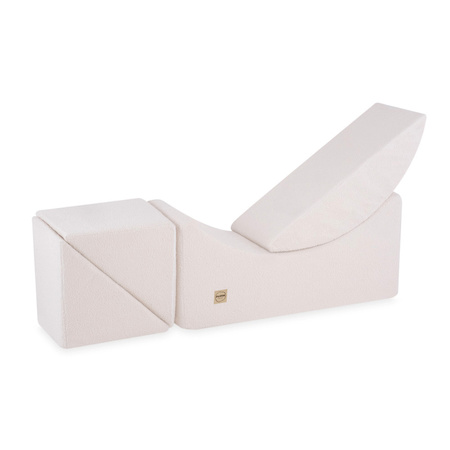 PLUSH NEST Children's chaise longue, recliner, 145x35x45cm, cream lamb