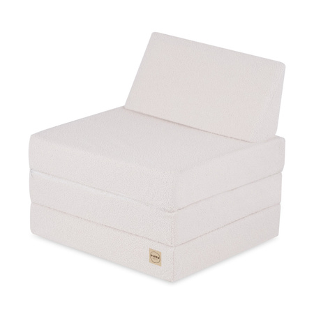 PLUSH NEST Foldie large mattress with headrest, cream-colored lamb