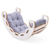 PLUSH NEST Small Rocker 4-in-1 Wippe + Kletterwand/Rutsche + Kissen (Dunkelgrau Velvet), weiß Wooden Play