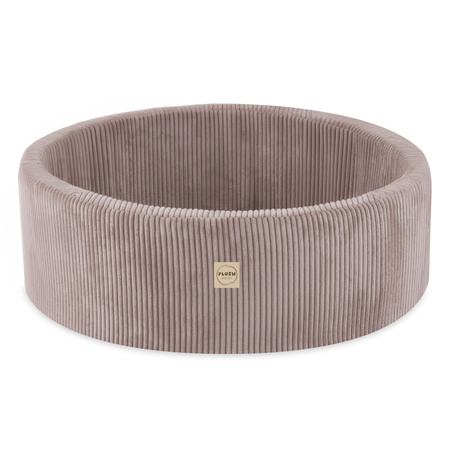 PLUSH NEST Spielplatz Trockenbecken 90x30 + Stufe (+200 Bälle: Perle, Gold, Gelb), beige, Premium-Cord