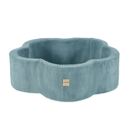 PLUSH NEST Trockenblumenpool, 95x30, blau, Premium-Cord, Floral Fun Zone, 200 Kugeln: pearl, pearl mint, silver