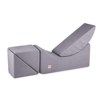 PLUSH NEST Children's chaise lounge, recliner, 145x35x45cm, grey lambskin