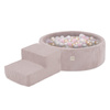 PLUSH NEST Playground Dry Pool + Stepping Stone (+200 Bälle: pearl, gold, pearl light pink), hellrosa, Premium-Cord