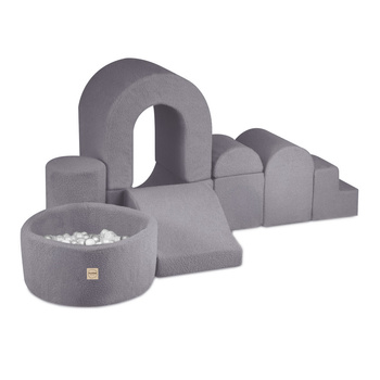 PLUSH NEST Playground Castle with pool+150 balls (pearl, silver), gray lambskin