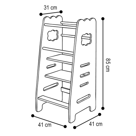 PLUSH NEST Kinderküchenhelfer, Küchenhocker, Küchenhelfer, 2 Ebenen, weiß, Wolke, Holzspiel
