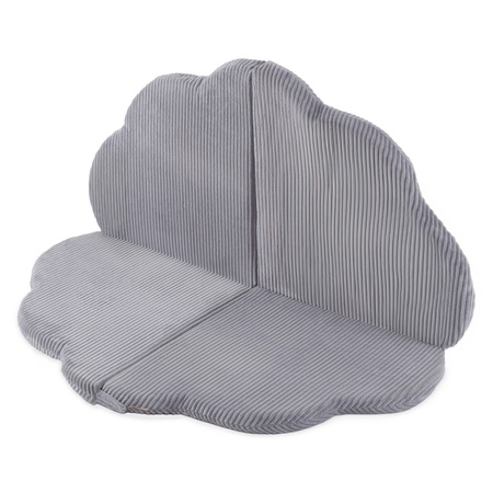 PLUSH NEST flower mat, 115x115x5cm, grey, premium corduroy, fluffy flower