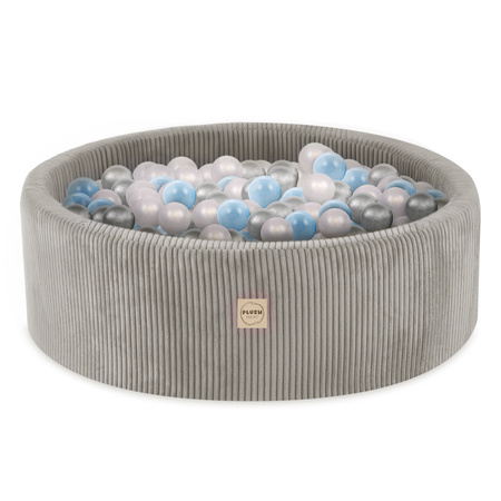 PLUSH NEST Plac zabaw 3 elementy + suchy basen 90x30 (+200 piłek: perłowy, złoty, żółty), beżowy, sztruks premium