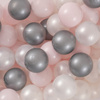 PLUSH NEST Ball pool, pink, round, cotton, 90x30, 200 balls: light pink, silver, pearl