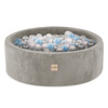 PLUSH NEST Plac zabaw 3 elementy + suchy basen 90x30 (+200 piłek: perłowy, złoty, żółty), beżowy, sztruks premium