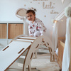 PLUSH NEST Small Rocker 4-in-1 rocker + climbing wall/slide + cushion (lilac Velvet), white Wooden Play