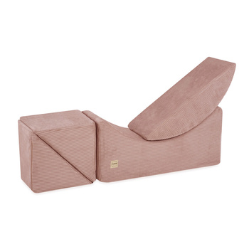 PLUSH NEST Children's chaise lounge, recliner, 145x35x45cm, premium pink corduroy