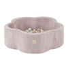 Plush Nest Suchy basen kwiatek , 95x30, jasny róż, sztruks premium, Floral Fun Zone, 200 piłek: perłowy, jasny różowy perłowy, złoty