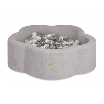 PLUSH NEST Dry flower pool, 95x30 cm, grey lamb (+ 200 balls silver, pearl, transparent), Floral Fun Zone