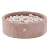 PLUSH NEST with balls, pink, round, corduroy, 90x30, 200 balls: pearl, light pink, gold