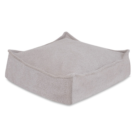 PLUSH NEST Puff, 60x60 cm, Bodenkissen, graues Lammfell