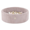 PLUSH NEST Bällebad, hellrosa, rund, Kord, 90x30, 200 Bälle: Perle, hellrosa, gold