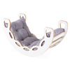 PLUSH NEST Small Rocker 4-in-1 Wippe + Kletterwand/Rutsche + Kissen (Velvet grey), weiß Wooden Play