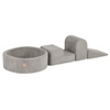 PLUSH NEST Plac zabaw 3 elementy + suchy basen 90x30 (+200 piłek: perłowy, złoty, żółty), beżowy, sztruks premium