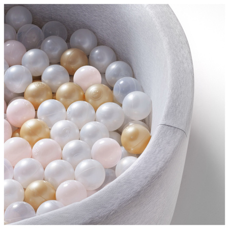 PLUSH NEST Dry pool balls, 6 cm, set of 200 pcs: pearl, gold, light pink