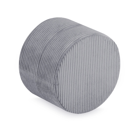 PLUSH NEST round pouf 40x30 cm, gray, premium corduroy