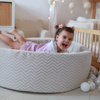 PLUSH NEST Dry Ball Pool, 90x30 cm, rund, Creme, Softie Canvas, 200 Bälle: pearl, gold, light pink pearl