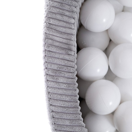 PLUSH NEST Trocken Bällebad, 90x30 cm, rund, grau, dicker Kord