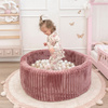 PLUSH NEST Dry ball pool, 90x30 cm, round, Rose, Puffy Lamell, 200 balls: pearl, gold, light pearl pink