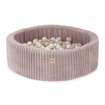 PLUSH NEST Dry Pool, round, 90x30 cm, pink, Puffy Lamell (+200 pearl balls, light pink pearl, gold)
