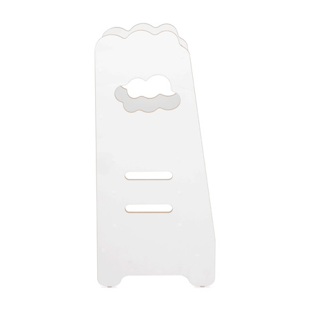 PLUSH NEST Pomocnik kuchenny dla dzieci, stołek do kuchni, Kitchen Helper, 3 poziomy, biały, chmurka, Wooden Play