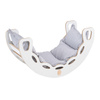 PLUSH NEST Small Rocker 4-in-1 Wippe + Kletterwand/Rutsche + Kissen Hellgrau, weiß Holzspielzeug