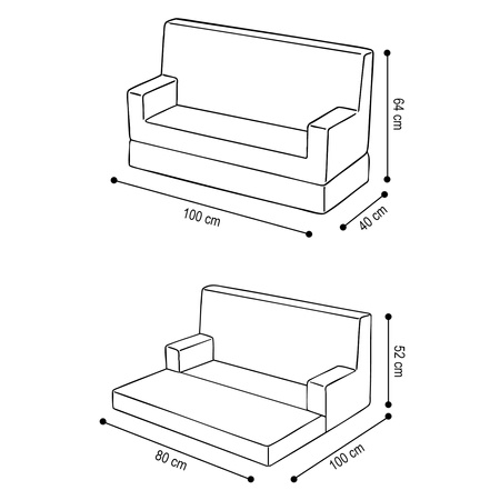 PLUSH NEST Sofa z podłokietnikami Foldie, jasny róż, sztruks premium