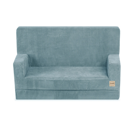 PLUSH NEST Foldie-Sofa mit Armlehnen, blauer Premium-Cord