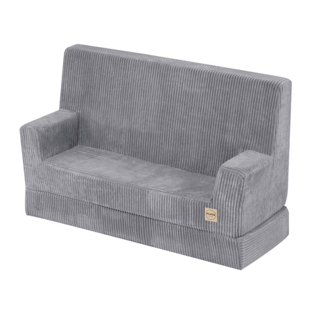 PLUSH NEST Foldie sofa with armrests, premium gray corduroy