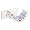 PLUSH NEST Small Rocker 4-in-1 Wippe + Kletterwand/Rutsche + Kissen Hellgrau, weiß Holzspielzeug