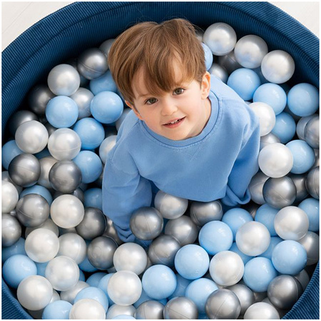 Piłki do suchego basenu, 6 cm, zestaw 200 szt: perłowe, srebrne, perłowe jasno niebieskie