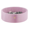 PLUSH NEST Ball pool, pink, round, velour, 90x30, 200 balls: pink, silver, pearl