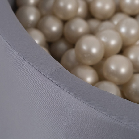 PLUSH NEST Dry pool, outdoor, round, gray, waterproof, 90x30 cm, 200 balls: pearl, light blue, silver