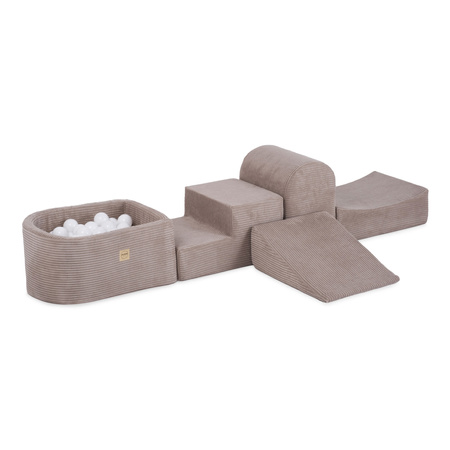 PLUSH NEST Mini-Spielplatz (+Pool und 100 Bälle), beige, Premium-Cord