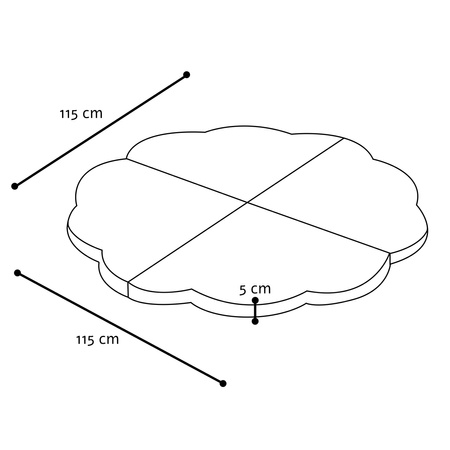 PLUSH NEST Blumenmatte, 115x115x5cm, hellrosa, Premium-Cord, flauschige Blume