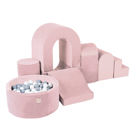 PLUSH NEST Playground Castle with pool + 150 balls, pink , velvet