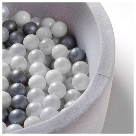 Dry pool balls, 6 cm, set of 200 pcs: pearl, transparent, silver