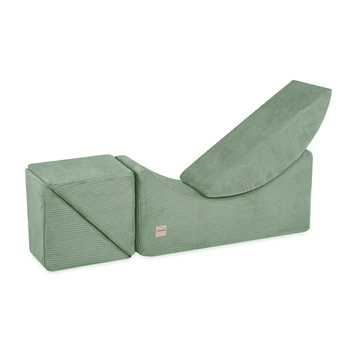 PLUSH NEST Children's chaise lounge, recliner, 145x35x45cm, premium green corduroy