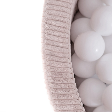 PLUSH NEST Trocken Bällebad, 90x30 cm, rund, hellrosa, dicker Kord
