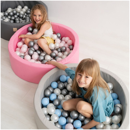 PLUSH NEST Dry Pool Balls, 6 cm, set of 200 pcs: pearl, silver, pearl light pink