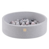 PLUSH NEST Ball pool, light gray, round, cotton, 90x30, 200 balls: light pink pearl, silver, pearl