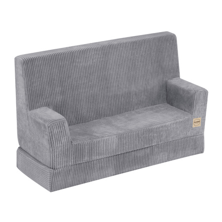 PLUSH NEST Foldie-Sofa mit Armlehnen, hochwertiger grauer Kord