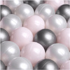 PLUSH NEST Ball pool, gray, round, velour, 90x30, 200 balls: pink, silver, pearl