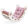 PLUSH NEST Bujak Small Rocker 4 w 1 + ścianka wspinaczkowa/zjeżdżalnia + poduszka (różowy Velvet), biały Wooden Play